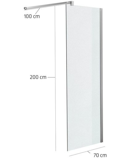 Clp SQUARE - Roestvrijstalen douchewand - NANO-glas - mat glas 70 x 200 x 100 cm