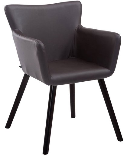 Clp Bezoekersstoel ANTWERPEN -  eetkamerstoel met armleuning en beukehouten onderstel, belastbaar tot 160 kg, kunstleer - bruin kleur onderstel : Coffee