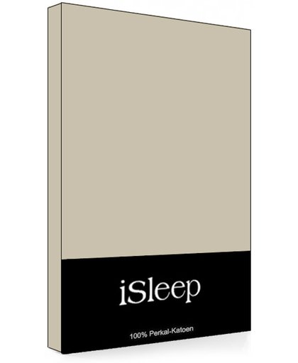 iSleep Perkal Split-Topper Hoeslaken - Tweepersoons - 160x200 cm - Medium Beige