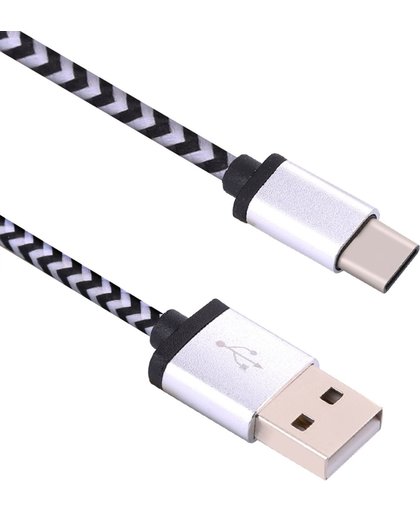 1m Woven Style Type-c USB 3.1 to USB 2.0 Data Sync Charge Kabel voor Macbook / Google Chromebook / Nokia N1 Tablet PC / Letv Smart Phone(zilver)