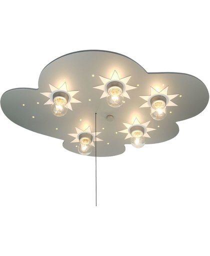 Niermann Plafondlamp wolk met zilveren sterren - Plafondlamp - 5 lichts - Zilver