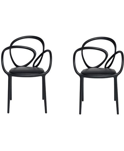 Qeeboo Loop Chair Black met kussen Set van 2
