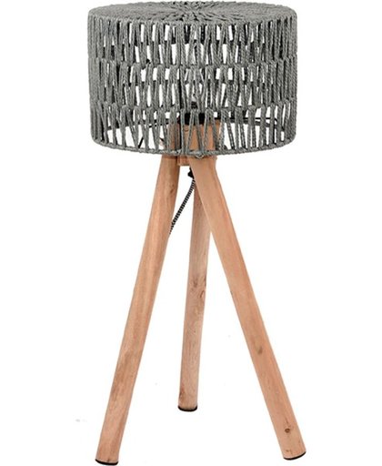 LABEL51 - Tafellamp Stripe Grijs - Geweven katoen - 32x32x69 cm