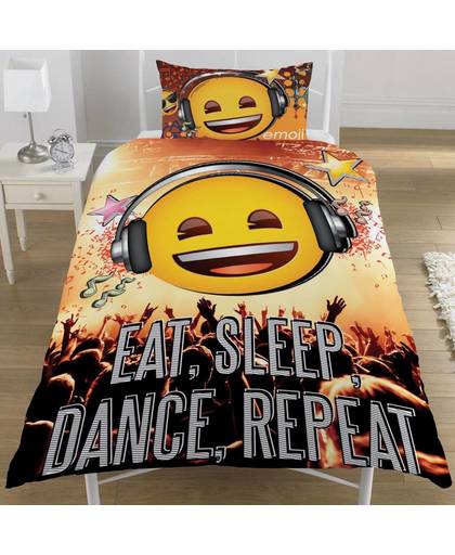 Emoji Eat Sleep Dance Repeat - Dekbedovertrek - Eenpersoons - 135 x 200 cm - Multi