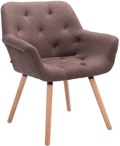 Clp Luxueuze bezoekersstoel CASSIDY club stoel, beklede eetkamerstoel met armleuning, belastbaar tot 150 kg - bruin houten onderstel kleur natura (eiken)