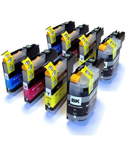 merkloos hijsmerk voor Brother LC-223 compatible  inktcartridges set 8 stuks, 2 x zwart, 2 x cyaan, 2 x magenta, 2 x geel