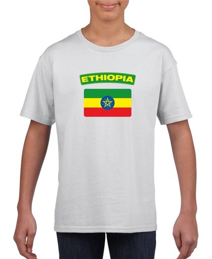 Ethiopie t-shirt met Ethiopische vlag wit kinderen M (134-140)