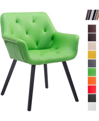Clp Luxueuze bezoekersstoel CASSIDY club stoel, beklede eetkamerstoel met armleuning, belastbaar tot 150 kg - groen houten onderstel kleur zwart (eiken)