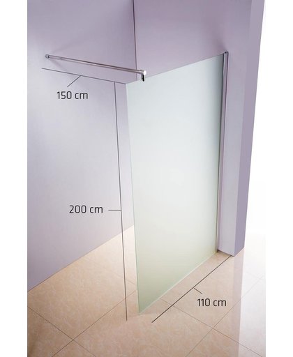 Clp ROUND - Roestvrijstalen douchewand - NANO-glas - mat glas 110 x 200 x 150 cm