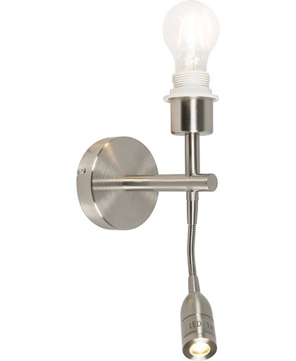 QAZQA Combi 1 - Wandlamp/Leeslamp - LED - Staal zonder Kap