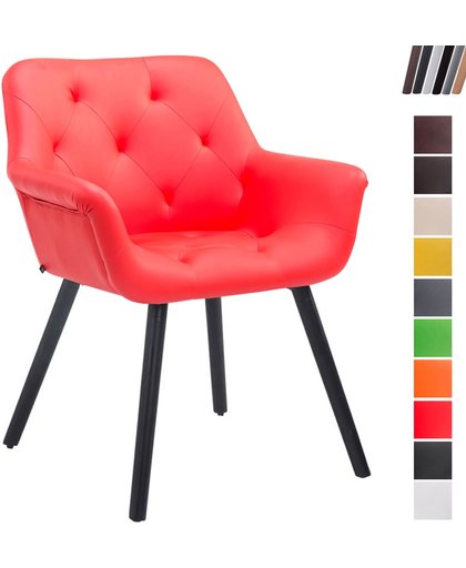 Clp Luxueuze bezoekersstoel CASSIDY club stoel, beklede eetkamerstoel met armleuning, belastbaar tot 150 kg - rood houten onderstel kleur zwart (eiken)