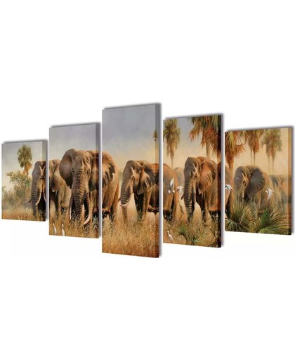 vidaXL Canvasdoeken Olifanten 200 x 100 cm