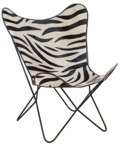 Wants&Needs Vlinderstoel Zebra Leder zwart wit 86 x 75 x 87