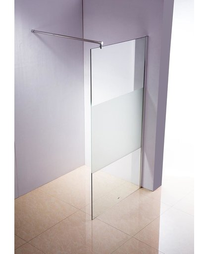Clp ROUND - Roestvrijstalen douchewand - NANO-glas - semi-matglazen 100 x 200 x 100 cm