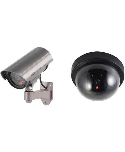 Dummy beveiligingscamera set van twee zwart en zilver  - LED / sensor