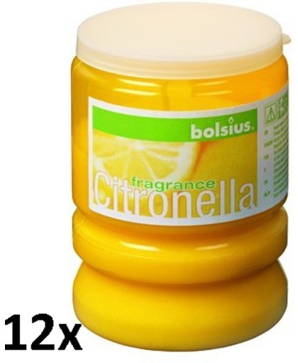 12 stuks Bolsius party light geel met citronella 85/65 (30 uur)