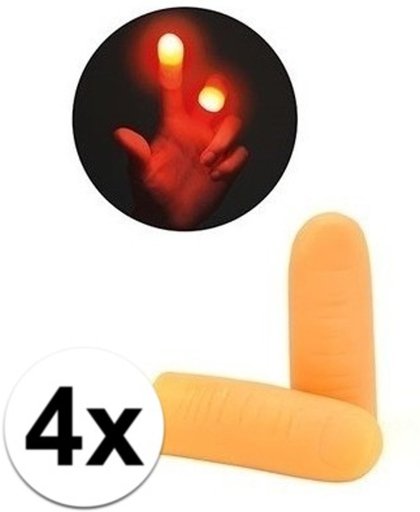 4 x 2 Glow lichtgevende vingerlampjes speelgoed