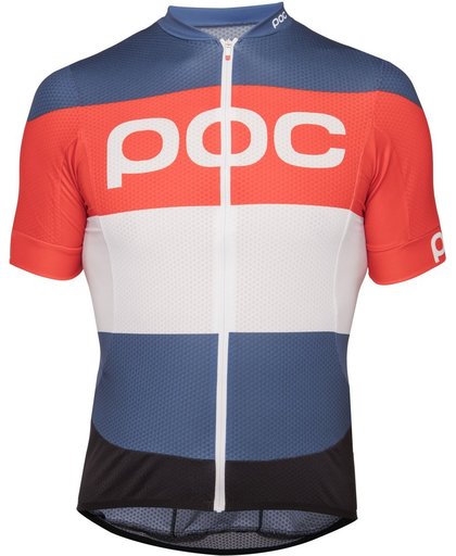 POC Essential Road Logo Fietsshirt korte mouwen oranje/blauw Maat M