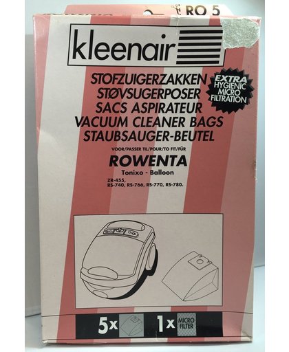 Kleenair stofzuiger zak papier + micro filter - Rowenta stofzuigerzakken