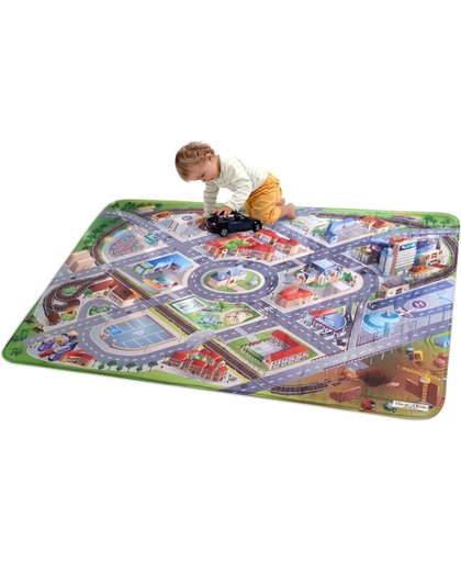 House of Kids Groot speelkleed - Speelmat Stad - Ultra Soft Connect - verkeer - 130x180