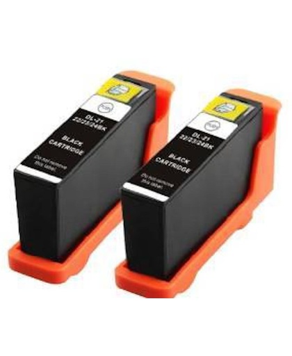 Compatible voor Dell Series 21 (22,23 en 24) InktBV® Inktcartridge-set 2pak. 2 Zwart