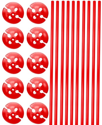Rode Ballonstokjes met Houders - 10 stuks