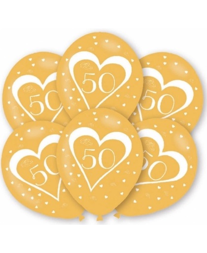Ballonnen goud 50 jaar 6 stuks - gouden huwelijk ballonnen / jubileum