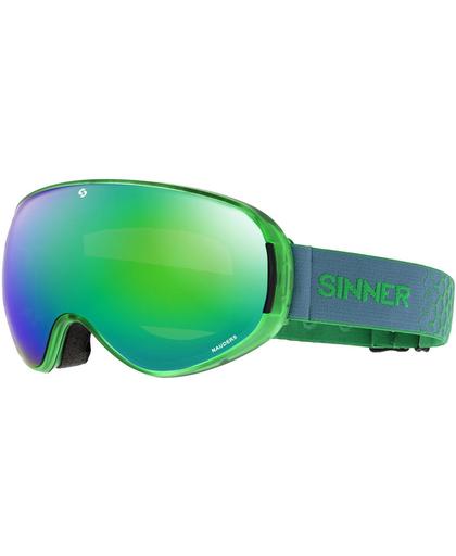 Sinner Nauders Unisex Skibril - Green Transparent - Dbl Fll Green Mrr + Dbl Orng Sintec