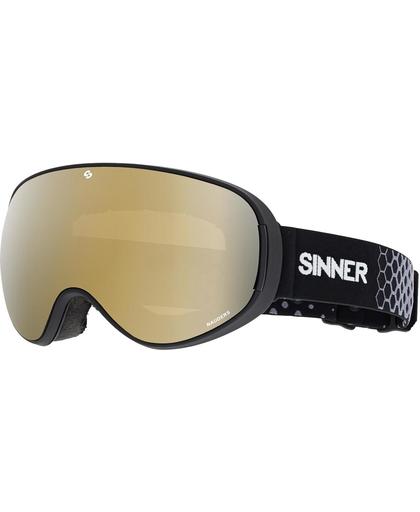 Sinner Nauders Unisex Skibril - Matte Black - Dbl Gold Mrr + Dbl Orng Sintec