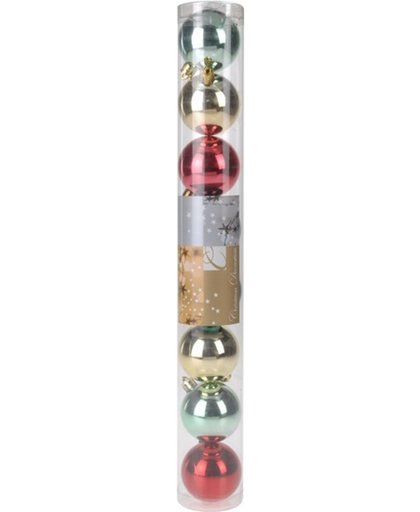 16x kerstboomversiering -  kerstballen glanzend bonte kleuren 5 cm