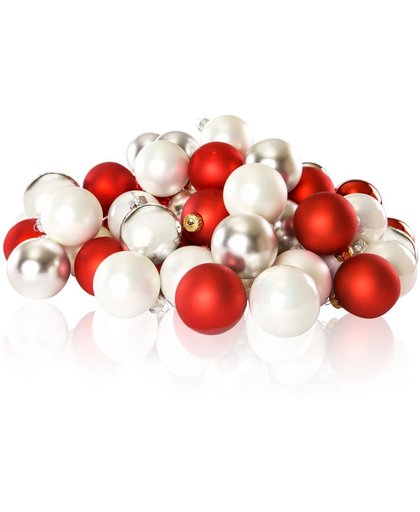 Excellent Deco - Glas Kerstballen Mix 80 Stuks - Red White