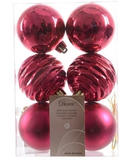 Kerstballen mix roze 6 stuks