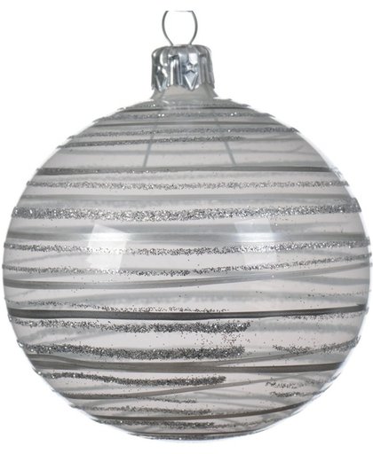 Champagne kerstversiering transparante kerstballen van glas 8 cm