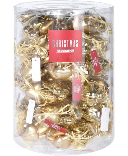 Gouden kerstversiering hartjes kerstballen 10 stuks