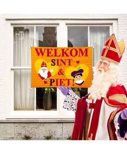 Gevel vlag welkom Sint en Piet - 90 x 60 cm - Sinterklaas versiering