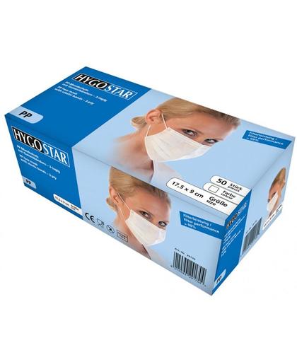 Mondmasker (medisch) 3-laags wit 50 stuks met oorelastiek