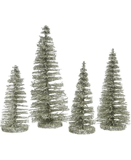 Mintgroene kleine kunst kerstboom glitter 15 cm 4 stuks