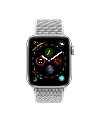 Apple Watch Series 4 44mm Zilver Aluminium/Grijze Nylon Sportband