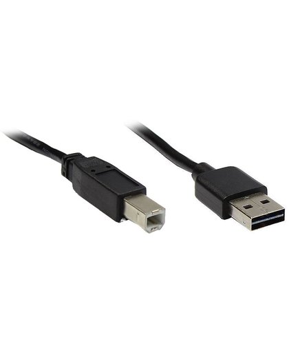 Alcasa USB 2.0 A/B, 1.8m 1.8m USB A USB B Mannelijk Mannelijk Zwart USB-kabel