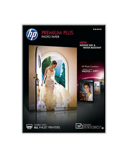HP Premium Plus glanzend fotopapier, 20 vel, 13 x 18 cm pak fotopapier