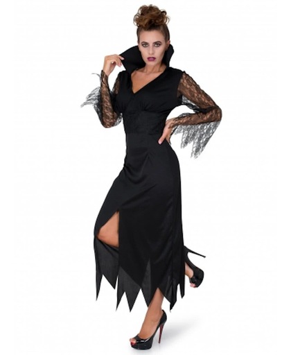 Zwart kanten heksenkostuum voor vrouwen - Verkleedkleding - Maat M