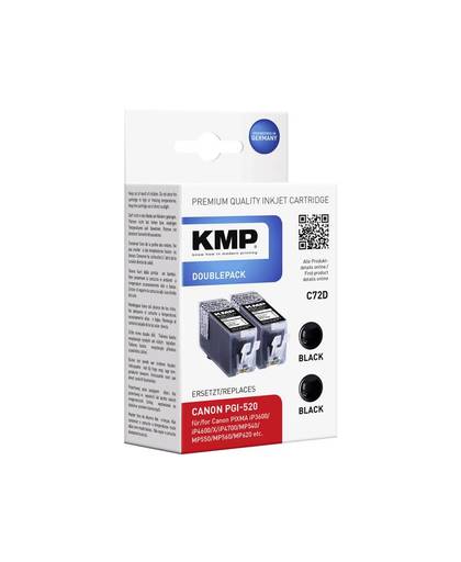 KMP Inkt vervangt Canon PGI-520 Compatibel 2-pack Zwart C72D 1508,0021