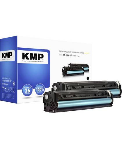 KMP Toner set van 2 vervangt HP 128A, CE320A Compatibel Zwart 2000 bladzijden H-T144D