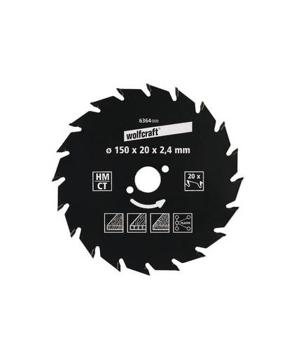 Hardmetaal-cirkelzaagblad 140 x 20 mm Aantal tanden: 18 Wolfcraft 6359000 1 stuks