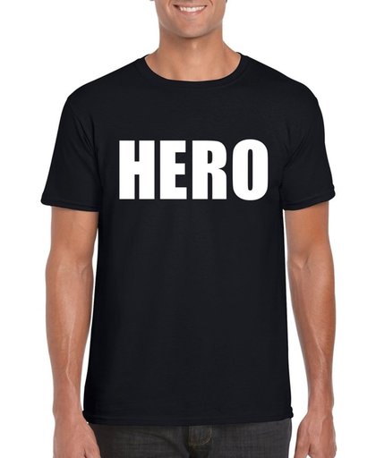 Hero tekst t-shirt zwart heren L