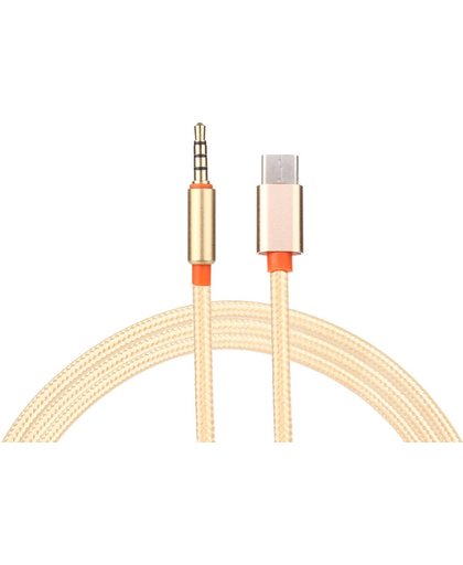 USB-C Type C Male naar Audio Jack 3.5mm Male - Kleur - Goud, Lengte - 1 Meter