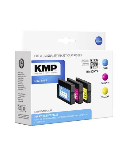 KMP vervangt HP 953XL, 1CC21AE Compatibel Combipack Cyaan, Magenta, Geel H166CMYX 1748,4050
