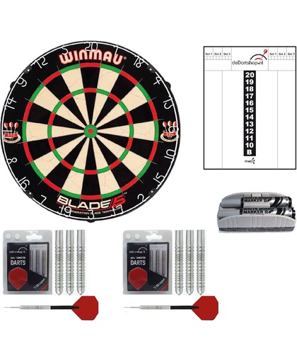 Winmau - Luxe Basis Startersset - Winmau dartbord - 2 sets dartpijlen - Whiteboard - Wisser plus stiften