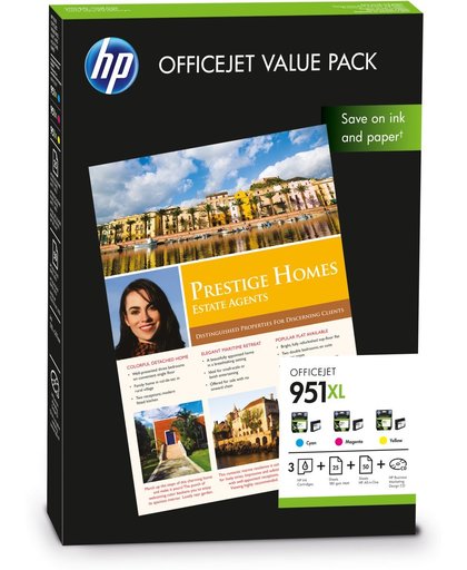 HP 951XL Officejet value pack, 75 vel/A4/210 x 297 mm