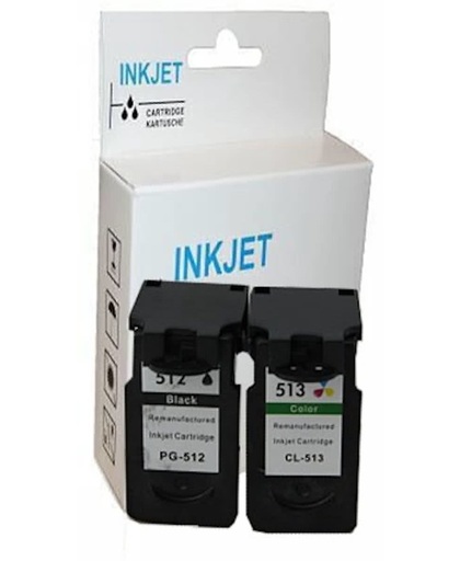 Merkloos   Inktcartridge / Alternatief voor de Set  inkt cartridge voor Canon PG512+CL513 met niveau-indicator|Toners-en-inkt